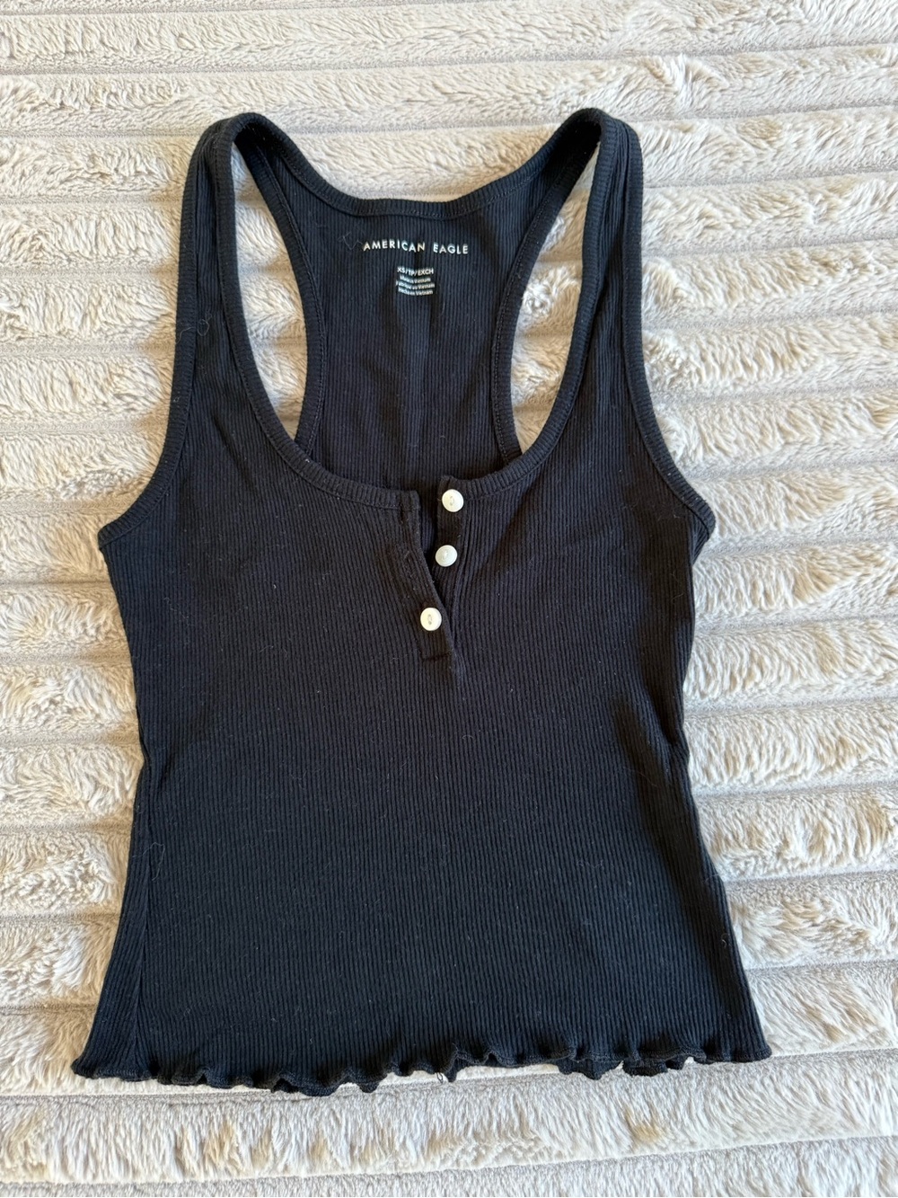American Eagle Outfitters Black Ribbed Henley Racerback Tank
